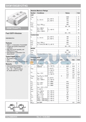 SKM150GB12T4G datasheet - Fast IGBT4 Modules