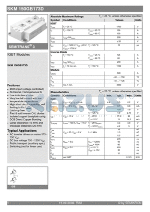 SKM150GB173D datasheet - IGBT Modules