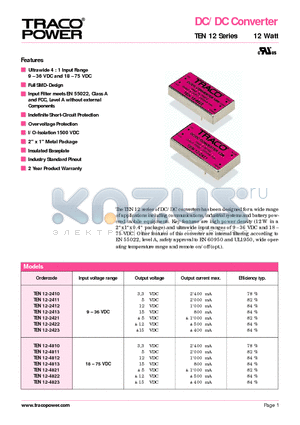 TEN12-4811 datasheet - DC/DC Converter