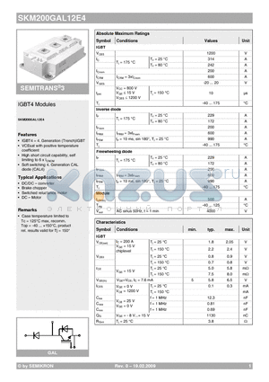 SKM200GAL12E4 datasheet - IGBT4 Modules
