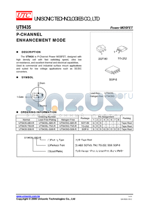 UT9435-S08-R datasheet - P-CHANNEL ENHANCEMENT MODE