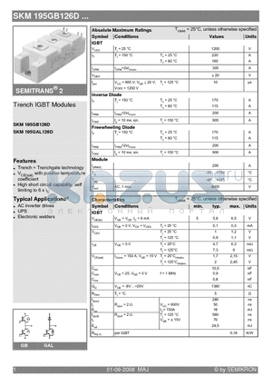 SKM195GB126D_08 datasheet - Trench IGBT Modules