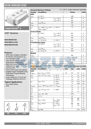 SKM200GAL123D datasheet - IGBT Modules