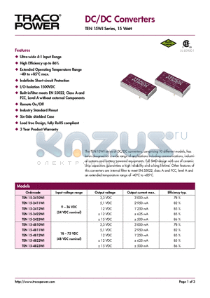 TEN15-2423WI datasheet - DC/DC Converters