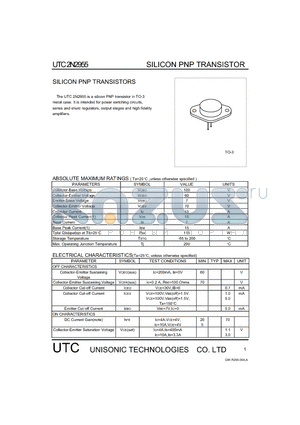 UTC2N2955 datasheet - SILICON PNP TRANSISTOR