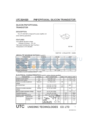UTC2SA1020 datasheet - PNP EPITAXIAL SILICON TRANSISTOR
