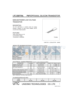 UTC2SB772NL datasheet - MEDIUM POWER LOW VOLTAGE TRANSISTOR