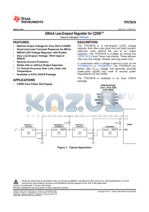 TPS73619 datasheet - 400mA Low-Dropout Regulator for C2000