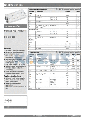 SKM22GD123D datasheet - Standard IGBT modules