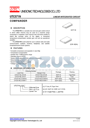 UTC571NL-S16-R datasheet - COMPANDER