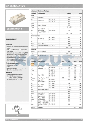 SKM300GA12V datasheet - SEMITRANS