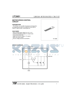 UTC6651 datasheet - MOTOR SPEED CONTROL CIRCUIT