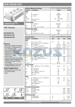 SKM300GAL123D datasheet - IGBT Modules