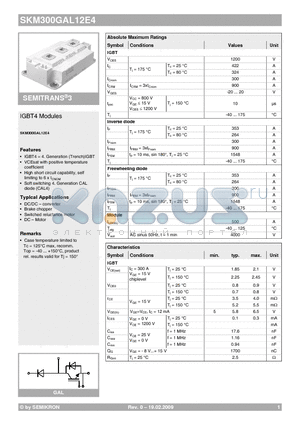 SKM300GAL12E4 datasheet - IGBT4 Modules