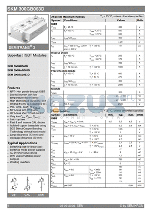 SKM300GAR063D datasheet - Superfast IGBT Modules