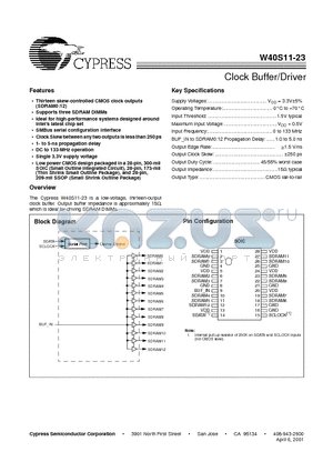 W40S11-23 datasheet - Clock Buffer/Driver