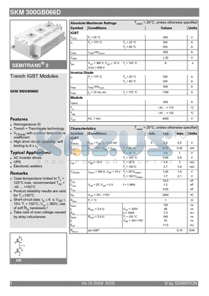 SKM300GB066D datasheet - Trench IGBT Modules