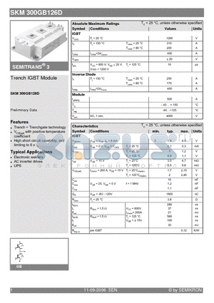 SKM300GB126D datasheet - Trench IGBT Module