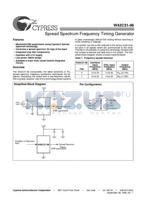 W42C31 datasheet - Spread Spectrum Frequency Timing Generator