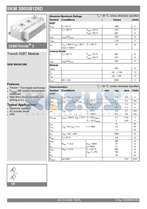 SKM300GB126D_09 datasheet - Trench IGBT Module