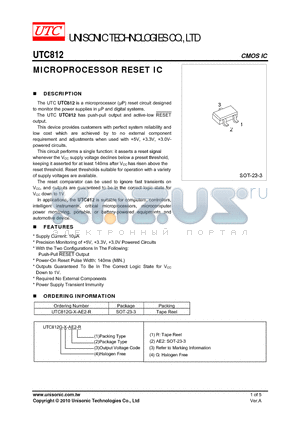 UTC812 datasheet - MICROPROCESSOR RESET IC
