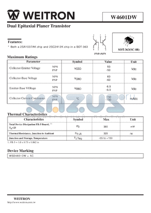 W4601DW datasheet - Dual Epitaxial Planer Transistor