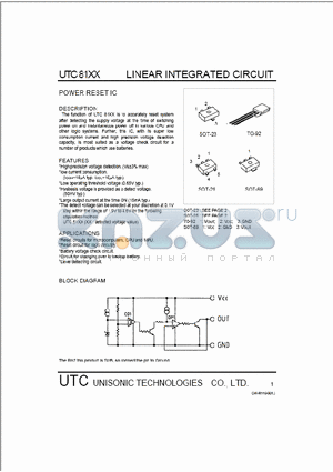 UTC81XX datasheet - LINER INTERFRATED CIRCUIT