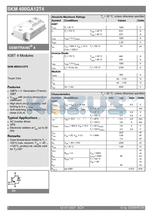 SKM400GA12T4 datasheet - IGBT 4 Modules