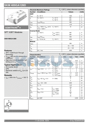 SKM400GA128D datasheet - SPT IGBT Modules