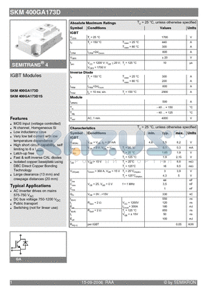 SKM400GA173D1S datasheet - IGBT Modules