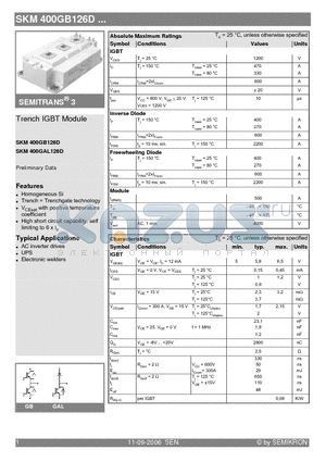 SKM400GAL126D datasheet - Trench IGBT Module