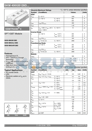 SKM400GAL128D datasheet - SPT IGBT Module