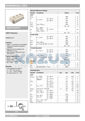 SKM400GAL12E4 datasheet - SEMITRANS