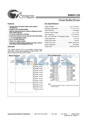 W40S11-23 datasheet - Clock Buffer/Driver