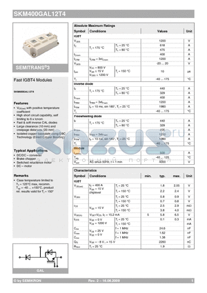 SKM400GAL12T4 datasheet - Fast IGBT4 Modules