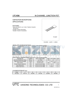 UTCK596 datasheet - CAPACITOR MICROPHONE APPLICATIONS