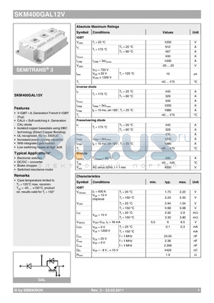 SKM400GAL12V datasheet - SEMITRANS