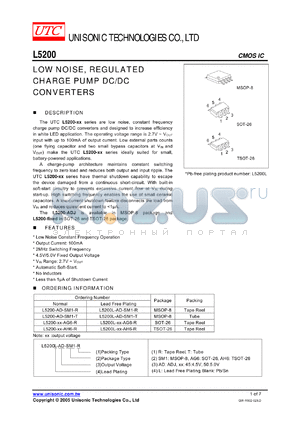 UTCL5200 datasheet - LOW NOISE, REGULATED CHARGE PUMP DC/DC CONVERTERS