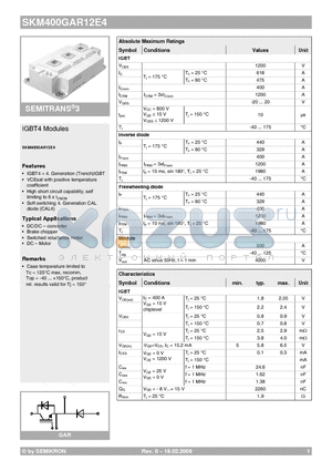 SKM400GAR12E4 datasheet - IGBT4 Modules