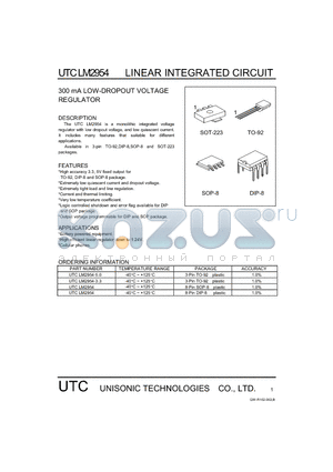 UTCLM2954-3.3 datasheet - 300 mA LOW-DROPOUT VOLTAGE REGULATOR