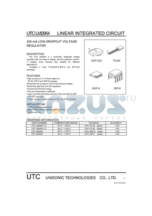 UTCLM2954-5.0 datasheet - 300 mA LOW-DROPOUT VOLTAGE REGULATOR