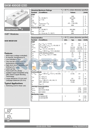 SKM400GB123D datasheet - IGBT Modules