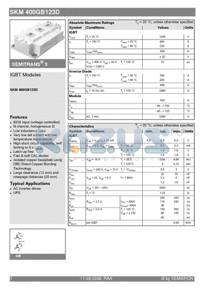 SKM400GB123D_06 datasheet - IGBT Modules SKM 400GB123D