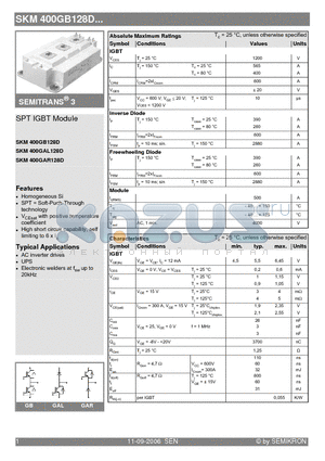 SKM400GB128D datasheet - SPT IGBT Module
