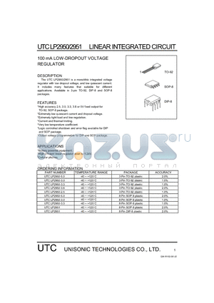 UTCLP2950 datasheet - 100 mA LOW-DROPOUT VOLTAGE REGULATOR