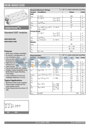 SKM40GD123D datasheet - Standard IGBT modules