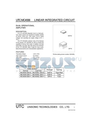 UTCMC4556 datasheet - LINEAR INTEGRATED CIRCUIT