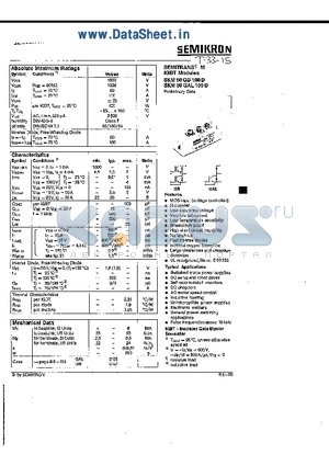 SKM50GAL100D datasheet - SEMITRANS M Superfast NPT-IGBT Modules