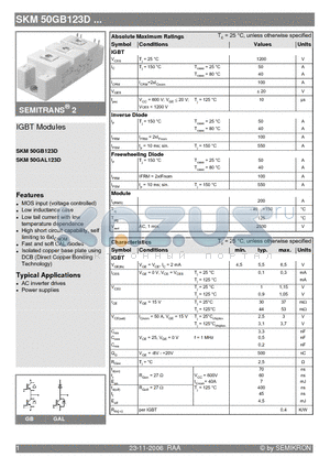 SKM50GB123D datasheet - IGBT Modules