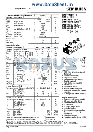 SKM50GAR121D datasheet - SEMITRANS M IGBT Modules